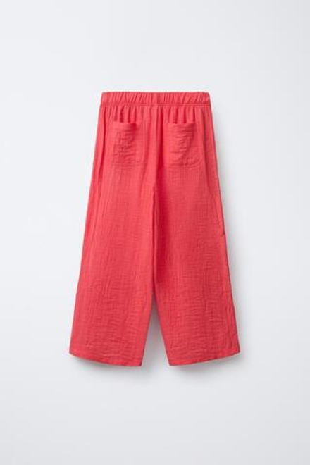 ZARA БРЮКИ ИЗ ЖАТОЙ ТКАНИ, КОРАЛЛОВО-КРАСНЫЙ