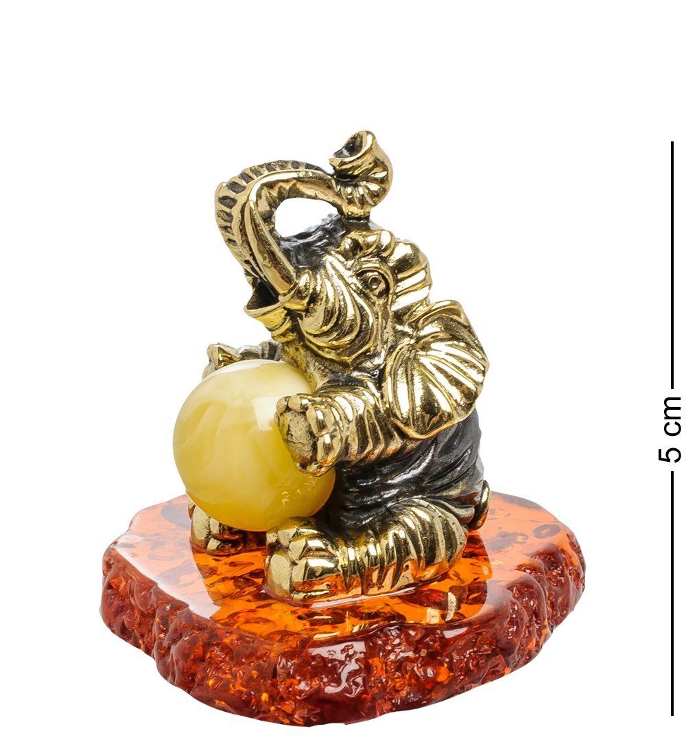 Народные промыслы AM-1527 Фигурка «Слон Цирковой» (латунь, янтарь)