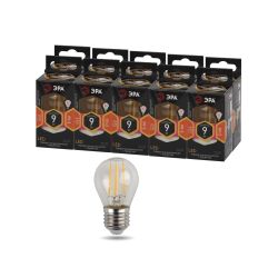 Лампочка светодиодная ЭРА F-LED P45-9W-827-E27 E27 / Е27 9Вт филамент шар теплый белый свет | Филаментные декоративные