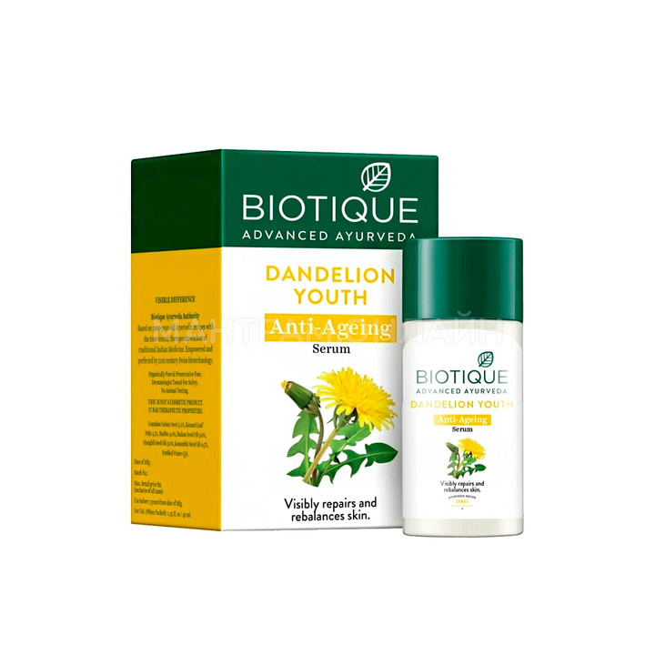 Сыворотка для лица и шеи Biotique Bio Dandelion youth Anti-Ageing Serum антивозрастная Одуванчик 40 мл