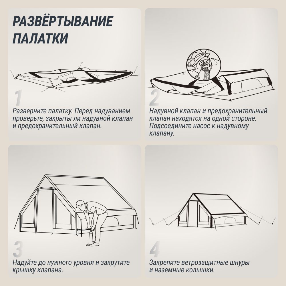 Надувная палатка UNIX Camp Vega 3х2 серый (+ навес)