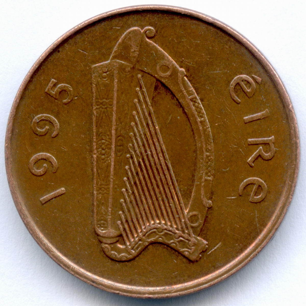 2 пенса 1995 год. Ирландия. Сталь с медным покрытием, диаметр 25,9 мм. XF