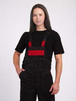 Полукомбинезон рабочий на молнии черный плотный на лямках