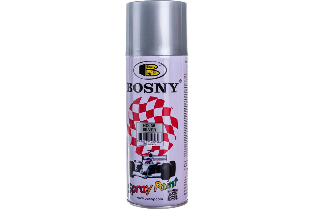 Эмаль аэрозоль Bosny №36 серебро 400мл(300г)