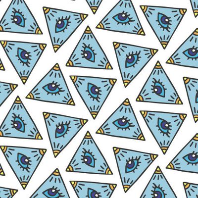 Buy fabric with esoteric print Egyptian eyes blue