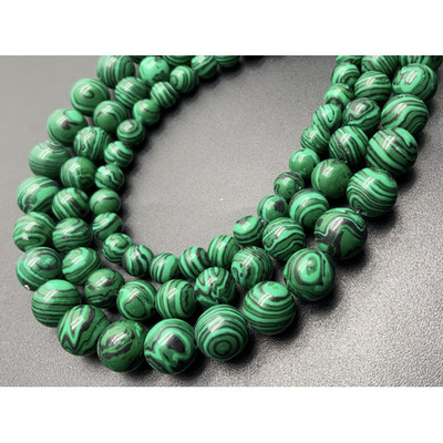 13533 Малахит (имит.), шар гладкий 10мм, 38см