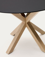 Круглый стол Argo из матового черного стекла и стальных ножек под дерево, Ø 120