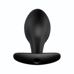 Чёрная анальная пробка с пультом управления - 8,5 см. (Цвет: черный)