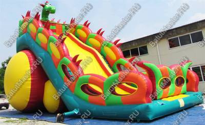 Коммерческий надувной батут-горка "Огненный дракон" 15*7*11 м