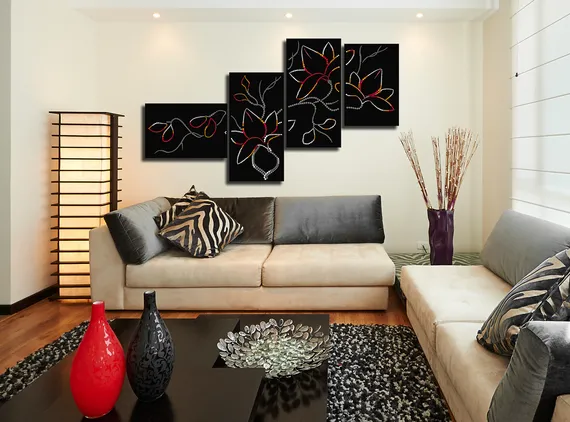 Модульная картина "Композиция с цветами"