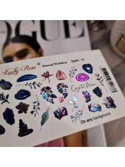 Lucky Rose Слайдеры наклейки для длинных ногтей Spark 014