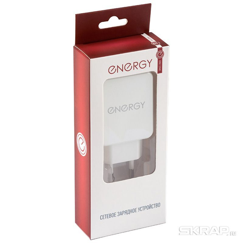 Сетевое зарядное устройство Energy ET-32, 2,1А, цвет - белый