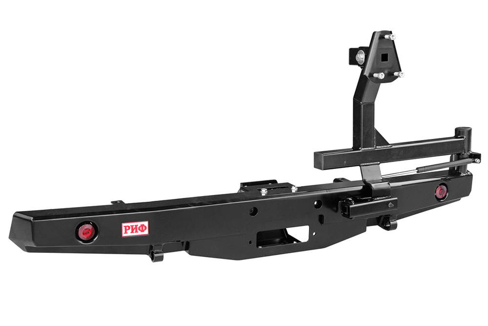 Бампер силовой задний УАЗ Буханка с площадкой под лебёдку, калиткой и фонарями, стандарт РИФ