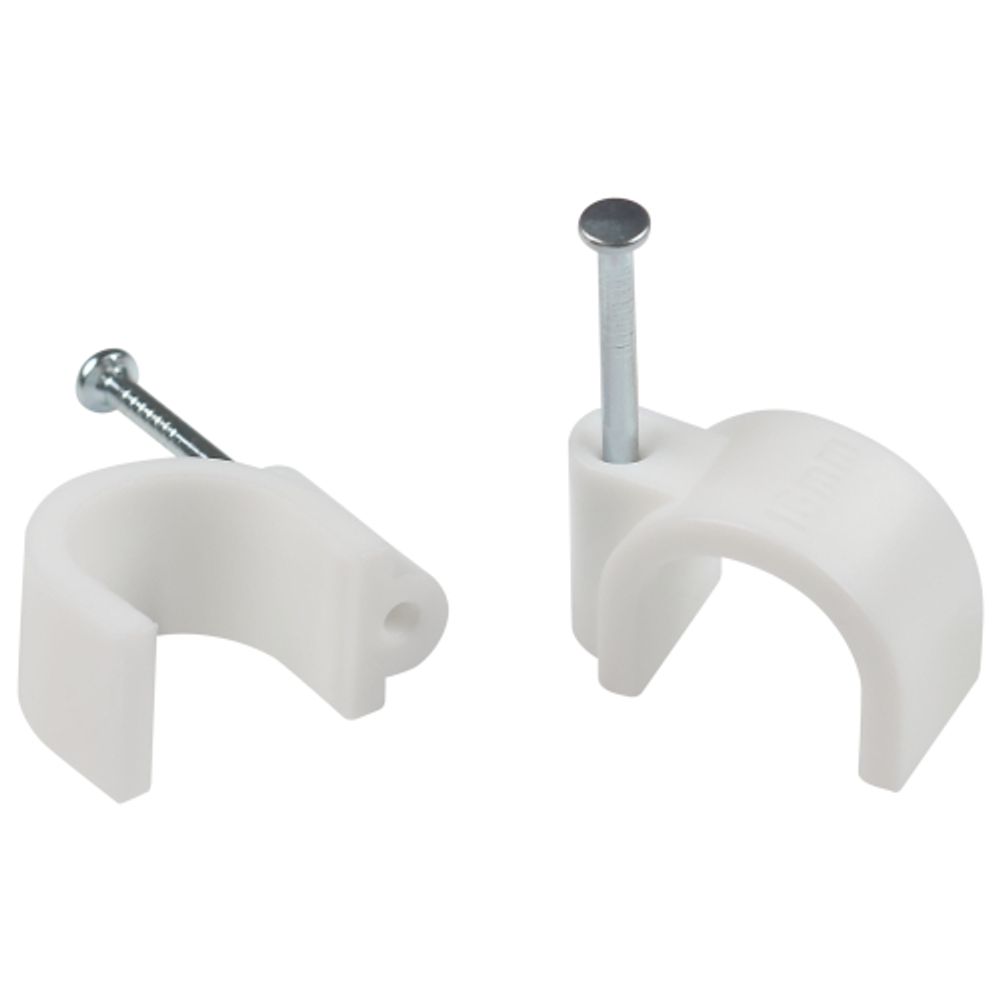 Скоба пластиковая ЭРА NO-224-575 крепежная круглая 16 мм белая (50 шт/уп) | Скобы пластиковые