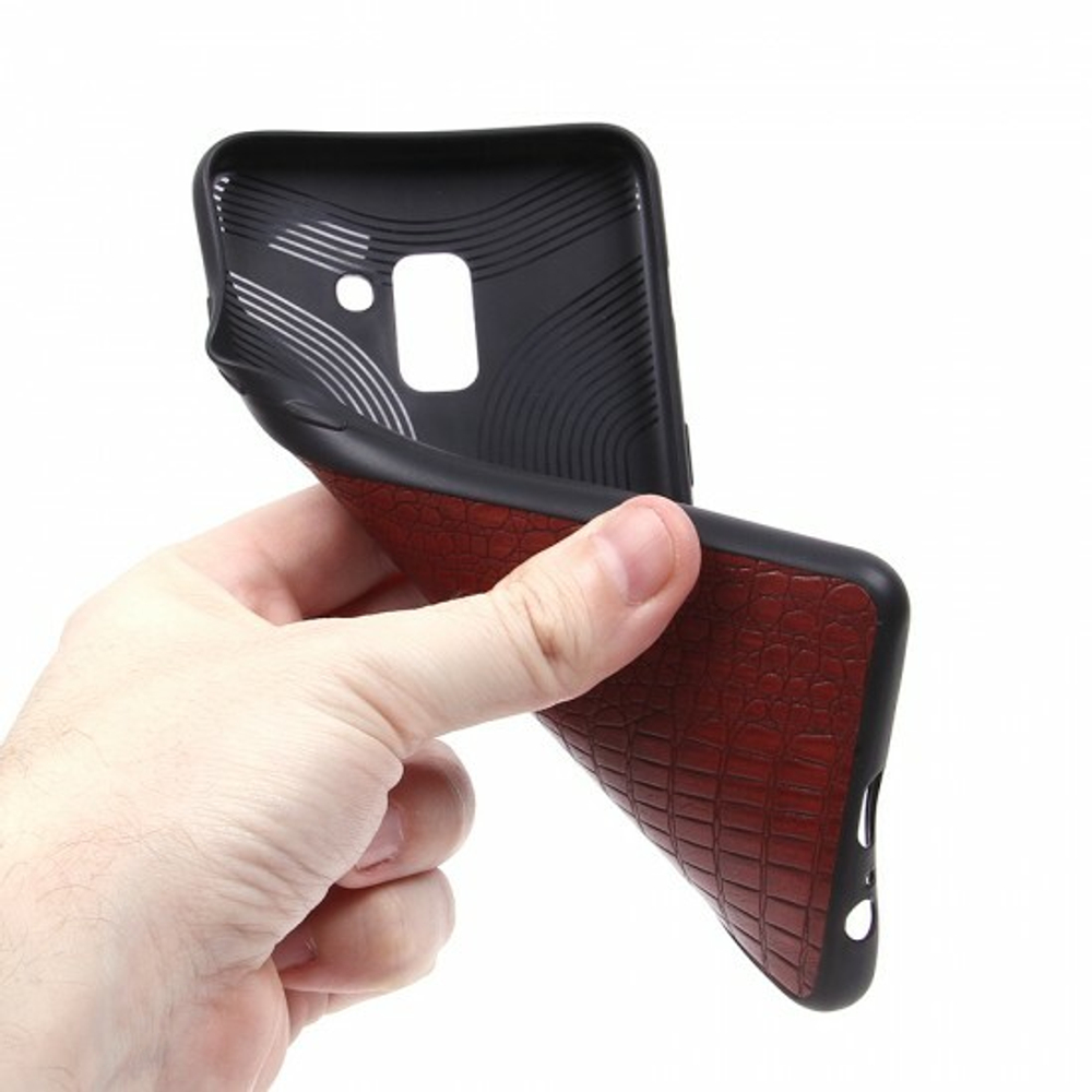 Панель из экокожи Рептилия для Samsung Galaxy A8+ (2018), 010027 Красный