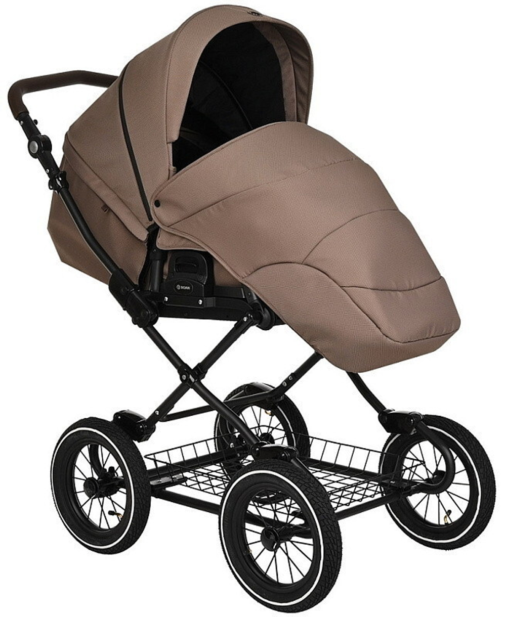 Детская коляска Roan Bass Next Classic d12 3 в 1 с автокреслом Tutis Elo Lux EduSky Black RCL265/1 Raisin Mood