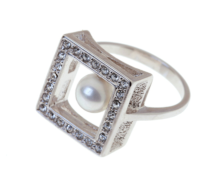 "Квадрат" кольцо в серебряном покрытии из коллекции "Геометрия" от Jenavi