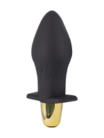 Черная силиконовая анальная пробка с вибрацией - 10,5 см. (Цвет: черный)