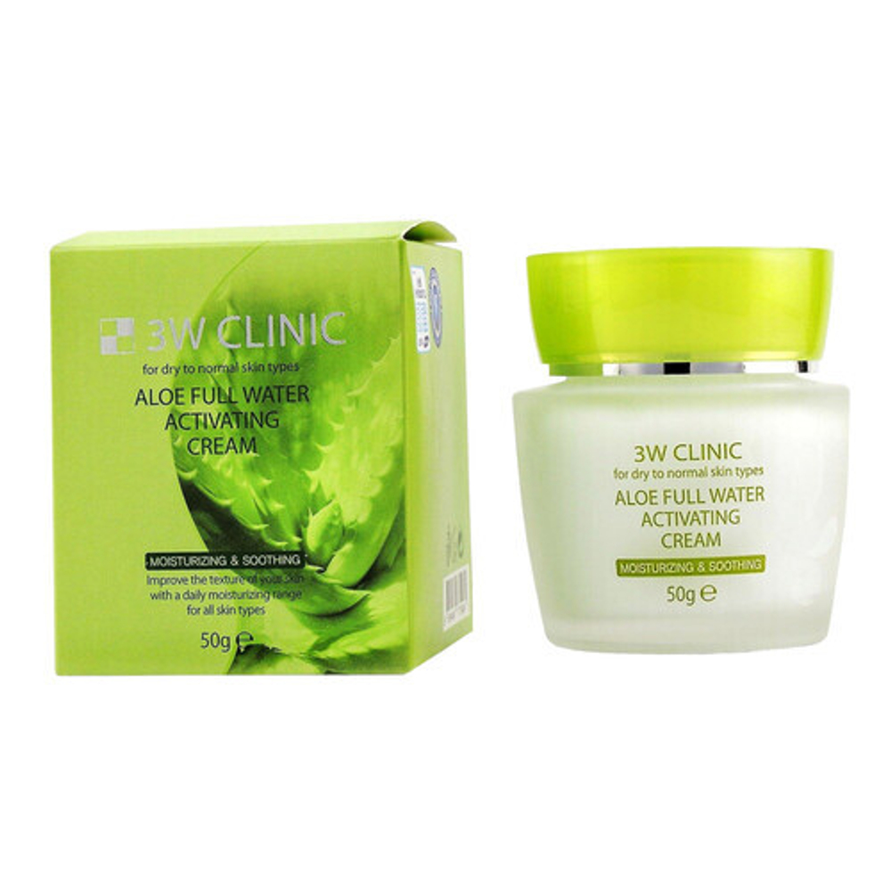 3W Clinic Крем для лица с алоэ – Aloe full water activating, 50г