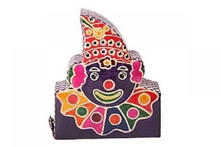 Копилка под мелочь "Клоун" цвет фиолетовый, натуральная кожа ручной принт