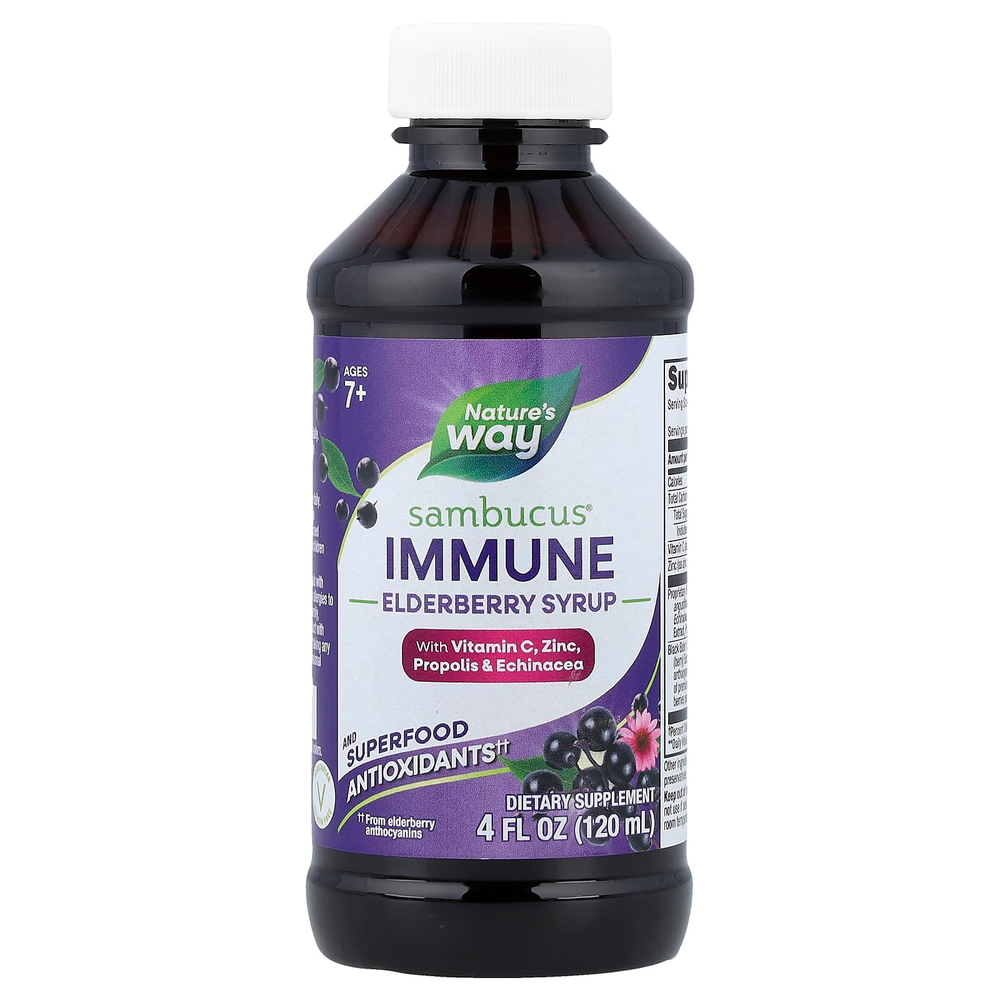 Nature's Way, Sambucus®, сироп из бузины для иммунитета, для детей от 7 лет, 120 мл (4 жидк. унции)