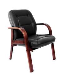 Кресло для посетителей Victoria D черная кожа