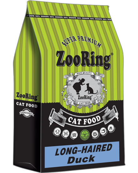 ZooRing long-haired Cats Duck для длинношерстных кошек с уткой 10 кг