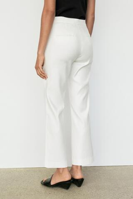 Massimo Dutti Брюки Kick Flare из льняной ткани, белый
