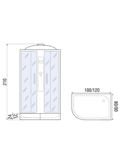 Душевая кабина RIVER DESNA  120/90/24 МТ R 120x90x210 10000002993 Правая или левая  Ассимметрия
