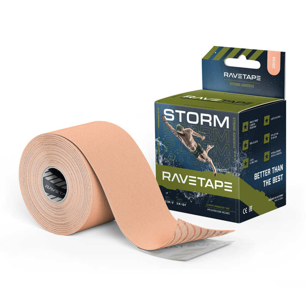 Кинезиотейп RaveTape STORM 5×5 — Телесный (BEIGE)