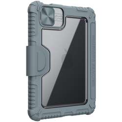 Чехол книжка серого цвета от Nillkin для iPad Mini 6 с 2021 года и iPad Mini 7 с 2024 года, серия Bumper Pro, с защитной шторкой для камеры
