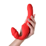 Красный безремневой двусторонний страпон 35см с вибрацией ToyFa Black&Red 901408-9