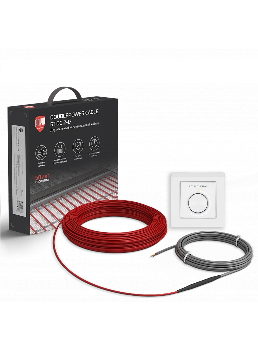 Кабель нагревательный Royal Thermo RTDC 2-17-500 с терморегулятором RTO-16