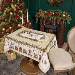 СКАТЕРТЬ "ЩЕЛКУНЧИК" 110Х140СМ ,БЕЖЕВЫЙ ,100% ХЛОПОК,ТВИЛ