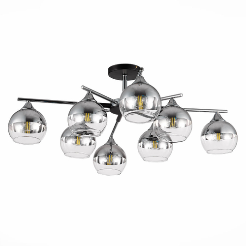 *SLE106502-08 Светильник потолочный Черный, Хром/Хром, Прозрачный E27 8*60W