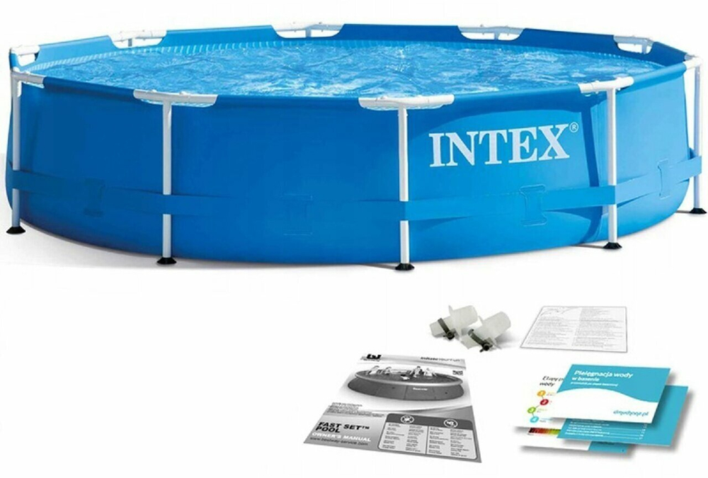 Каркасный бассейн 305х76 см Intex 28200, круглый семейный бассейн для дачи Metal Frame 4485 л