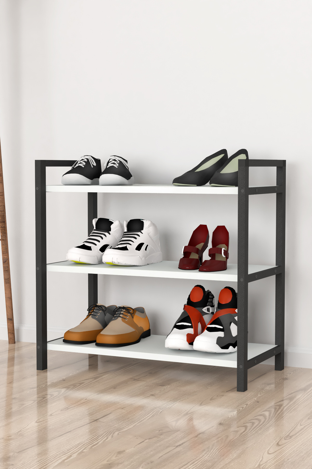 Стеллаж для обуви с 3 полками - белый