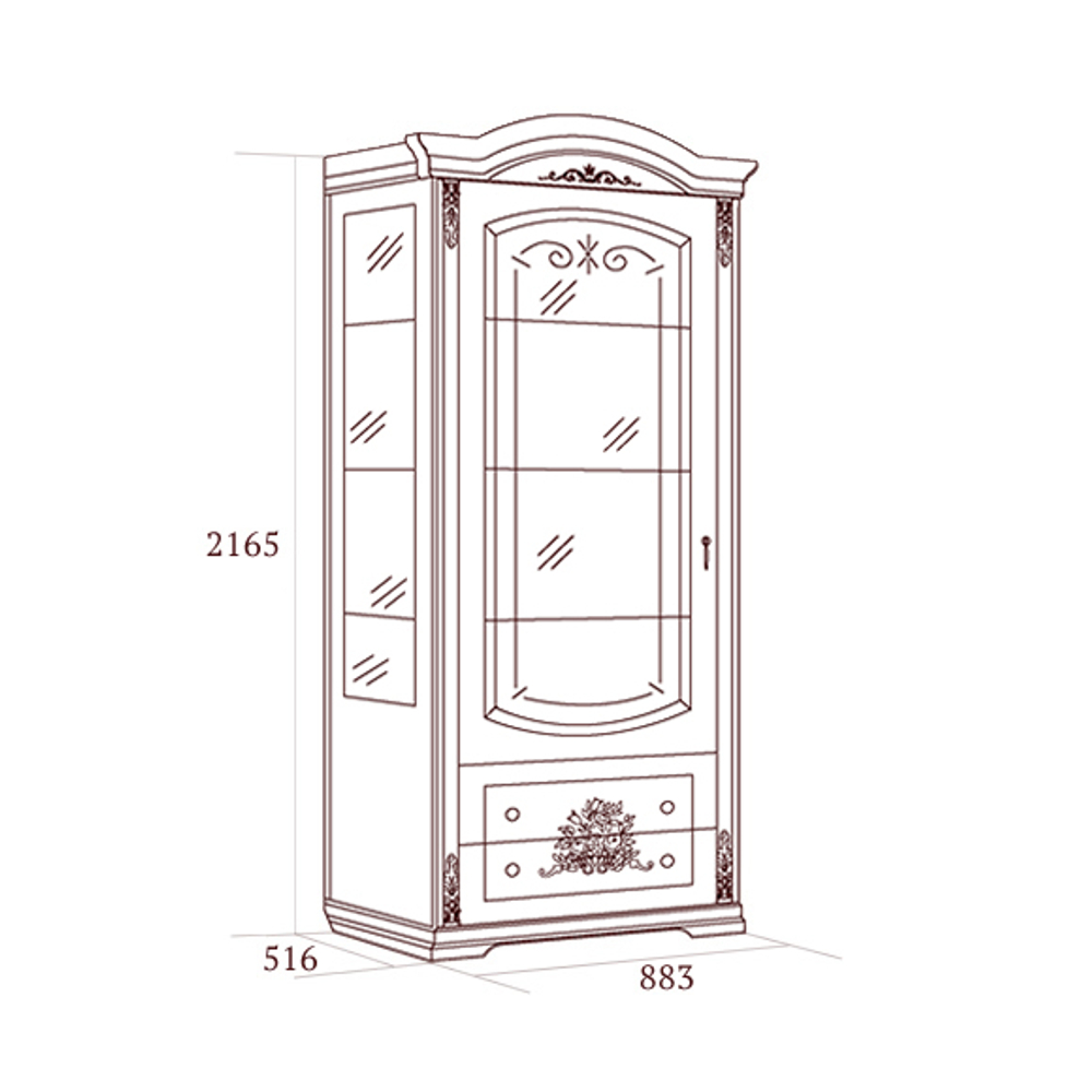 Витрина однодверная правая