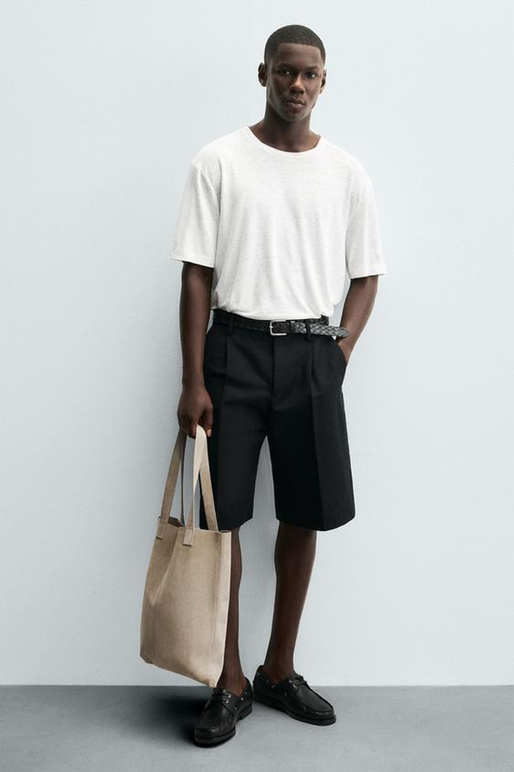 ZARA КОЖАНАЯ СУМКА-ШОПЕР, ПЕСОЧНО-КОРИЧНЕВЫЙ