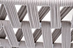 "Диего" кресло плетеное из роупа, основание дуб, каркас алюминий светло-серый (RAL7035) шагрень, роуп бежевый круглый, ткань бежевая 15052