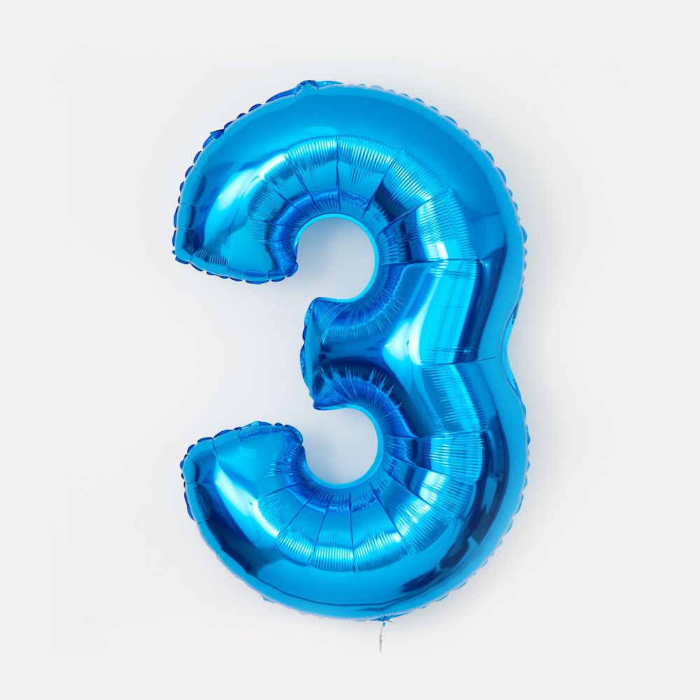 шар Цифра "3", Синий 102 см 