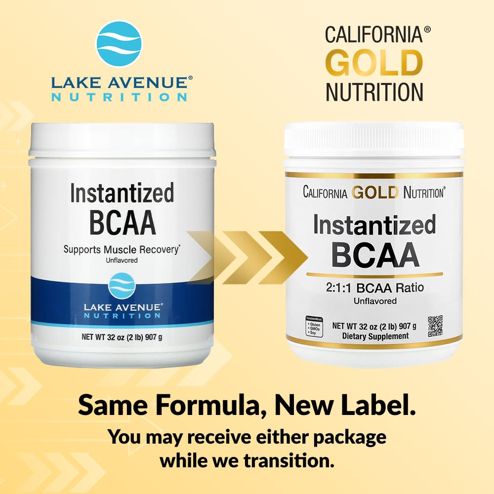California Gold Nutrition, быстрорастворимый порошок BCAA с L-лейцином, L-изолейцином и L-валином, без ароматизаторов, 907 г (2 фунта)