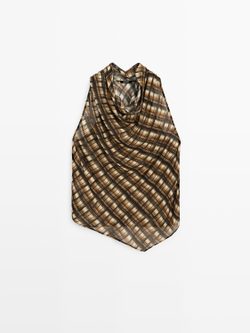 Massimo Dutti Струящийся топ с сборками, горчично-желтый