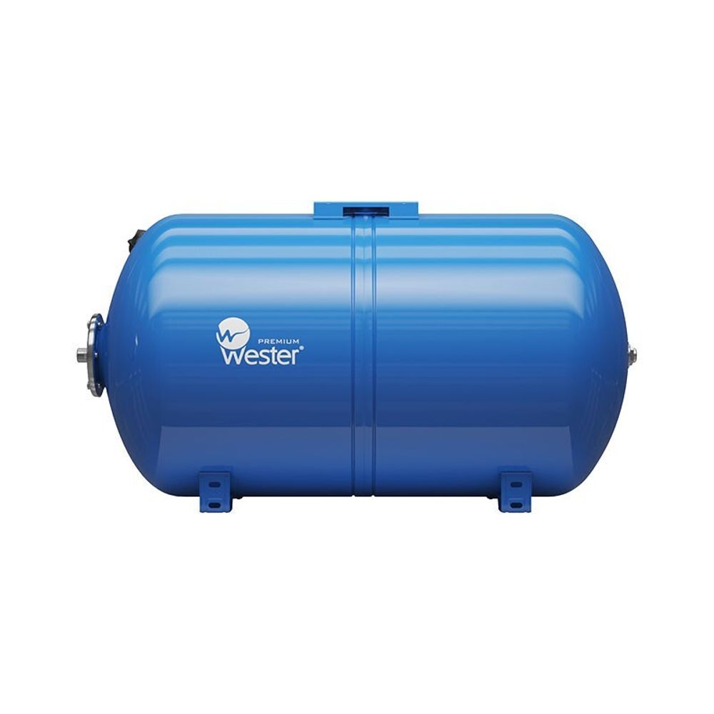 Гидроаккумулятор для водоснабжения WESTER WAO объём 100л, DN 25, PN 25, Горизонтальный, резьбовое-НР, G-1&#39;&#39;, с опорами, голубой, Турция
