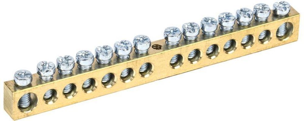 Шина PEN "земля-ноль" 8х12мм 14/1 (14групп/крепеж по центру) IEK YNN20-14-100 Шина PEN "земля-ноль" 8х12мм 14/1 (14групп/крепеж по центру) IEK YNN20-14-100