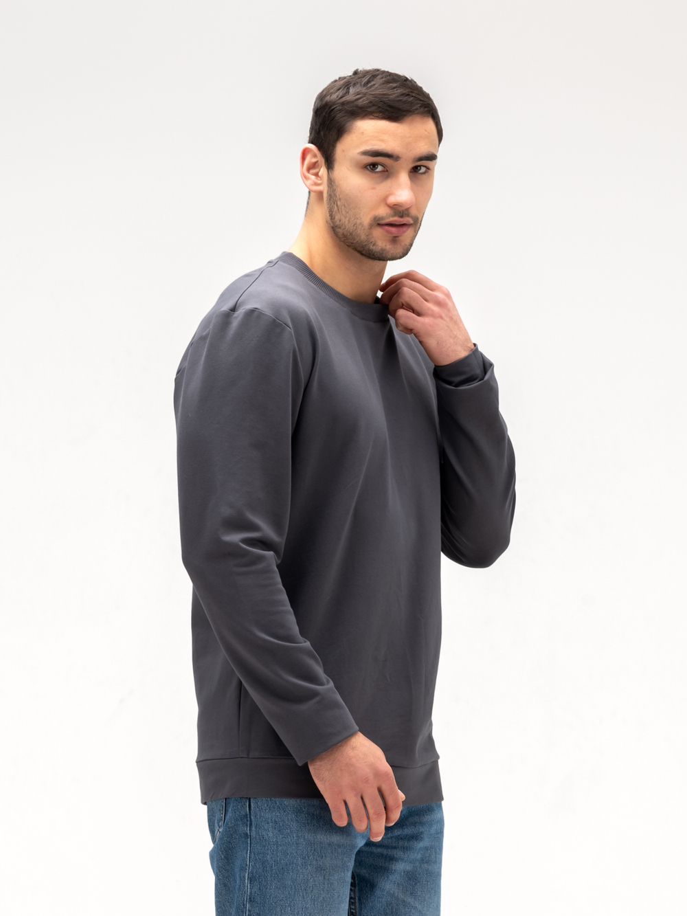 Лонгслив мужской хлопковый. Графит