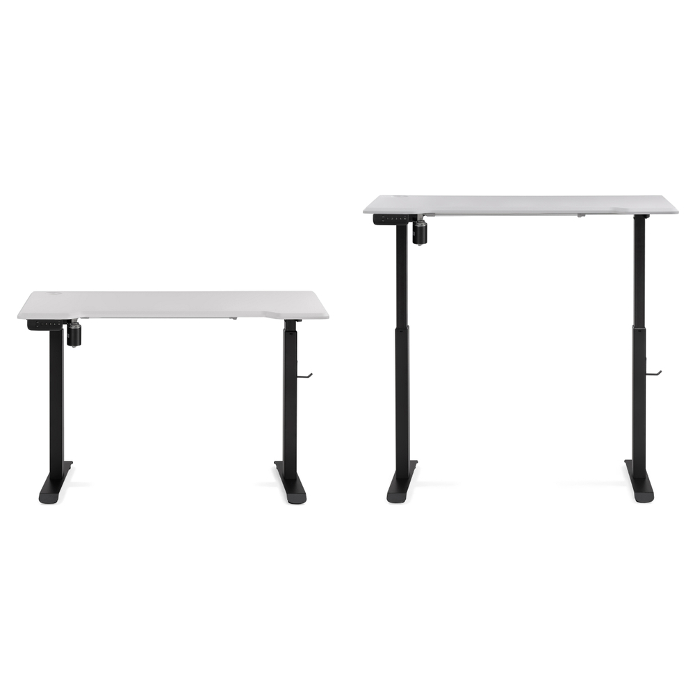 Компьютерный стол Woodville Маркос с механизмом подъема 120х75х75 белая шагрень, черный