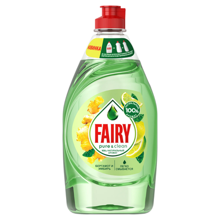 Средство для мытья посуды Fairy Pure & Clean Бергамот и Имбирь 430 мл