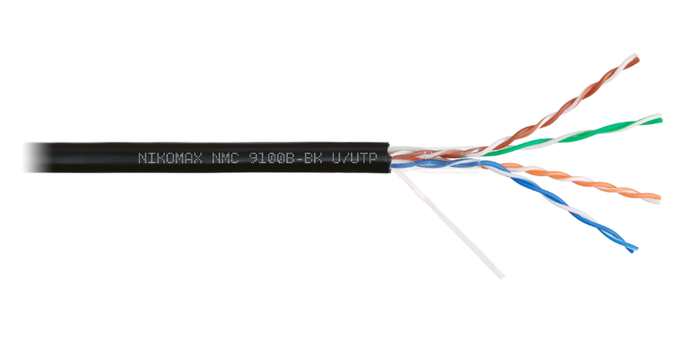 Кабель витая пара U/UTP 5e кат. 4 пары NikoMax NMC 9100B-BK