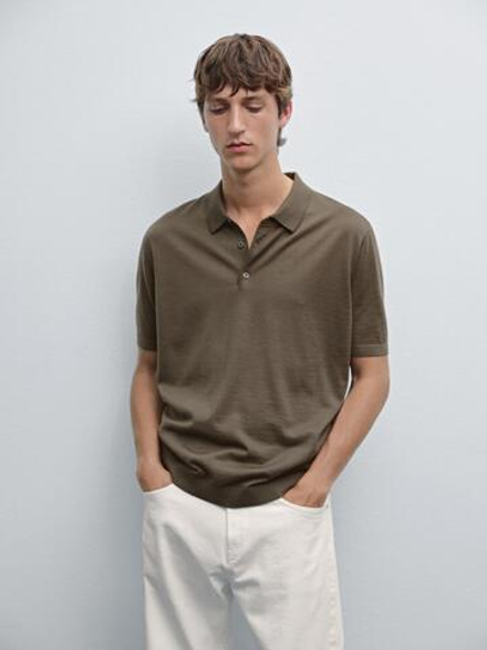 Massimo Dutti Поло с коротким рукавом, хаки